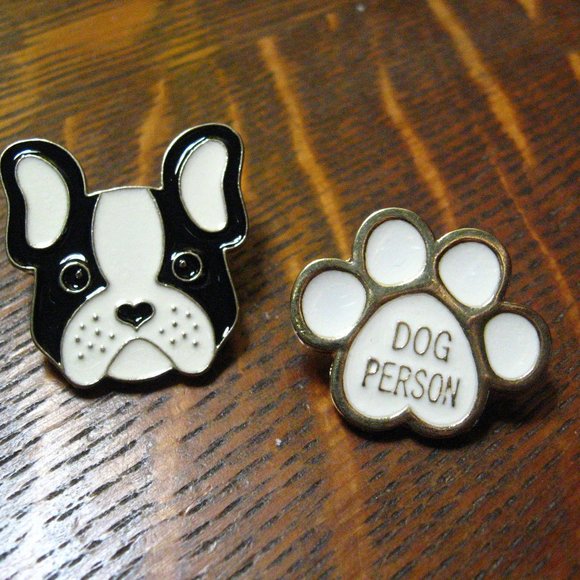 🐶 Dog Lover Person Lapel Pins Set (2) - Picture 1 of 4